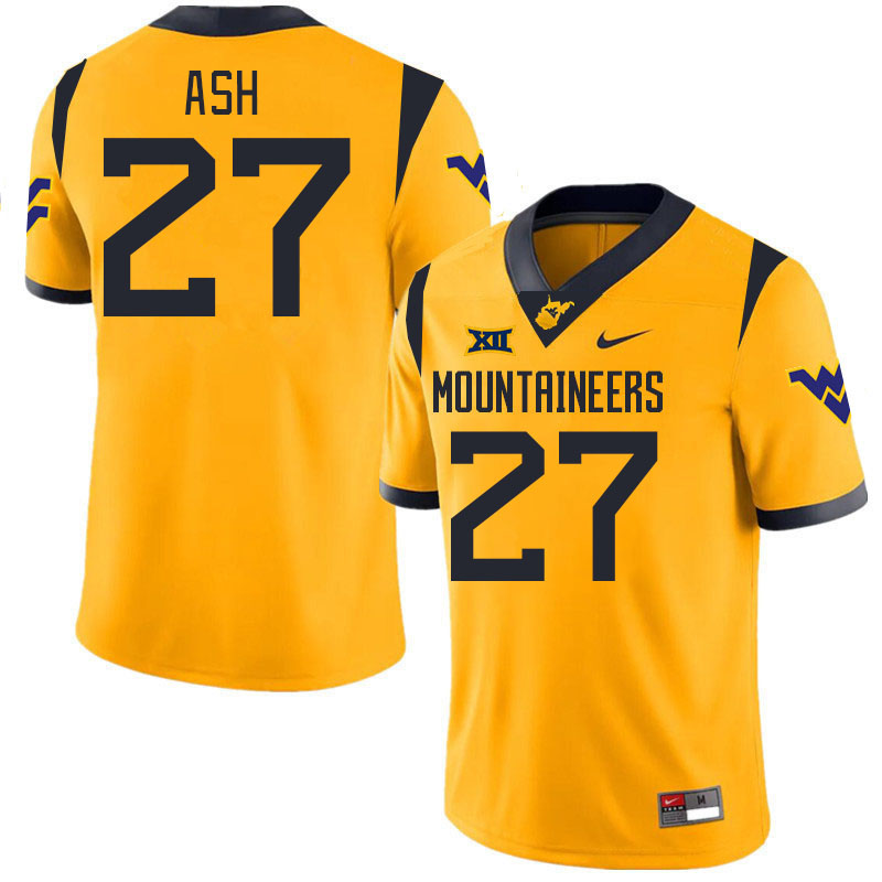 #27 Clay Ash West Virginia Mountaineers College 2024 New Uniforms Football Jerseys Stitched Sale-Gold